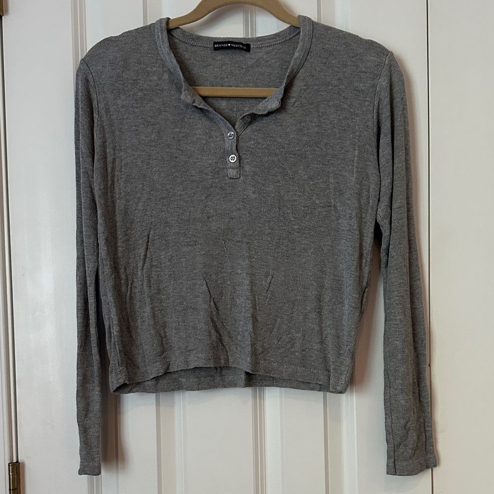 Brandy Melville Charcoal Long Sleeve Henley